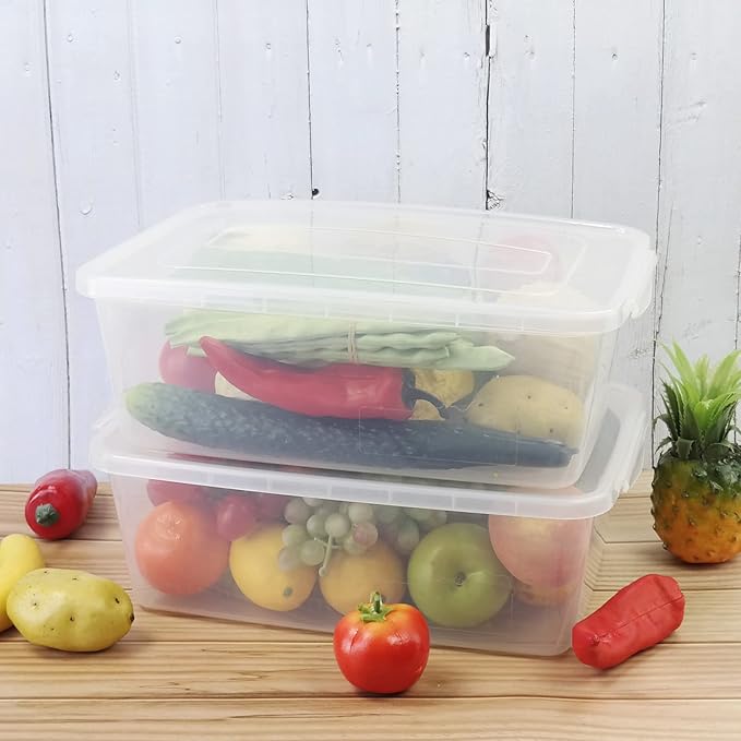 Plastic Latching Box, Multi-Purpose 16 Quart Clear Storage Bin, 2 Packs