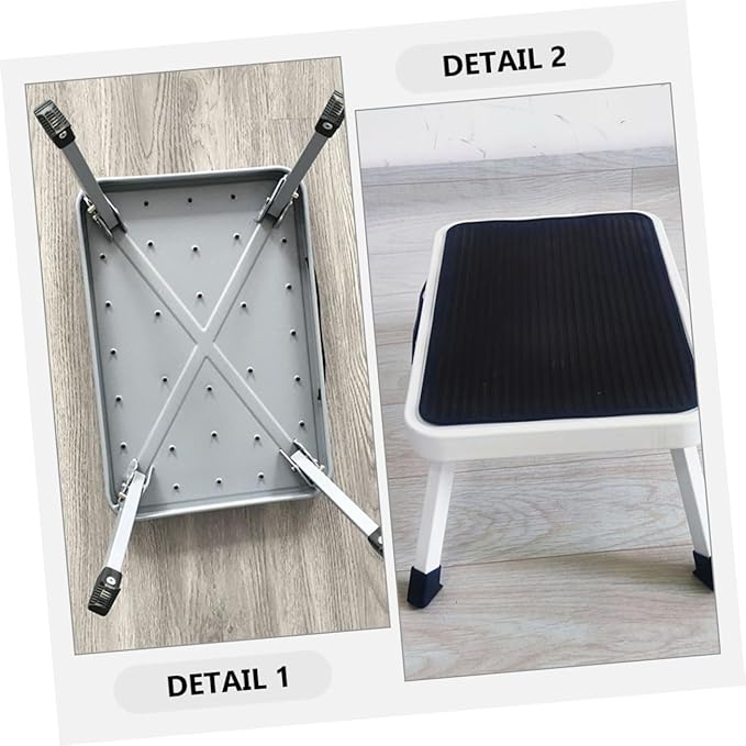PRETYZOOM Step Stool Thick Platform Metal Folding Ladder Stool for Household Use Sturdy Stepping Stool for Adults
