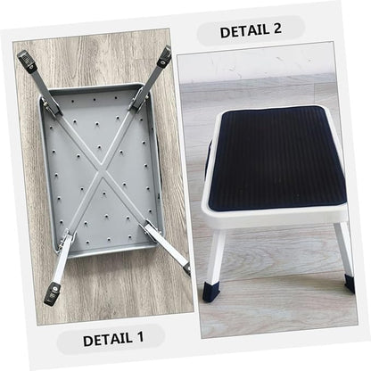 PRETYZOOM Step Stool Thick Platform Metal Folding Ladder Stool for Household Use Sturdy Stepping Stool for Adults
