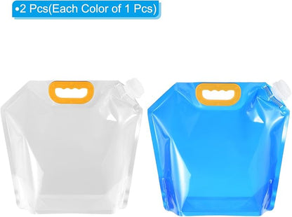 PATIKIL 1.3 Gallon Collapsible Water Container Bag, 2 Pack Plastic Storage Jug Folding Water Bag for Camping, Hiking, Emergency Water Storage, Blue
