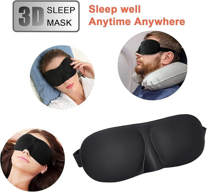 Sleep Masks for Women Men, Blackout Blindfold Eye Cover for Travel, 3D Eye Mask for Deep Sleep, Sleep Mask for Side Sleeper, Eye Mask with Adjustable Strap for Sleeping,Soft Breathable Eye Cover,Black