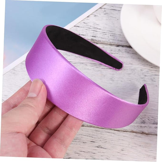 Angoily Wide-brimmed Satin Headband Yoga Headbands for Women Hairband Makeup Headband Hairpin Headband Bandanas for Women Bands Adult Women Braids Headbands Hair Bands Fabric Purple