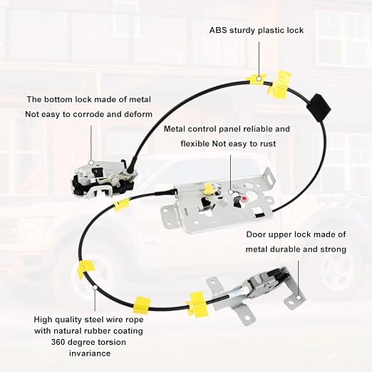 Passenger Right Side Upper and Lower Door Rear Lock Latch Actuator Cable Assembly Set for 2004-2008 Ford F150 Extended Cab Pickup Replaces 8L3Z-18264A00-B 6L3Z-18264A00-B