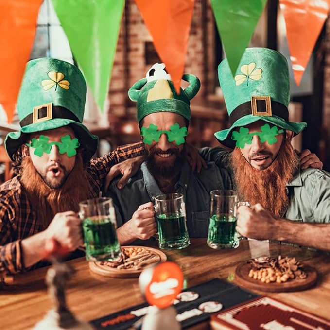 UMEELR 6 pcs St. Patrick's Day Shamrock Sunglasses for kids, St. Patrick's Day Green Clover Glasses for St. Patrick's Day Accessories Party Favor, Supplies Party Props and Decorations