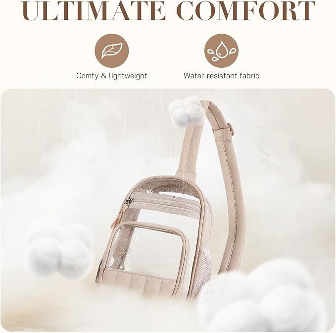 Missnine Clear Bag for Stadium Events Clear Fanny Pack Sling Bag Crossbody | Clear Purse Stylish Concert Bag for Sport with Side Mesh Pocket & Front Pocket