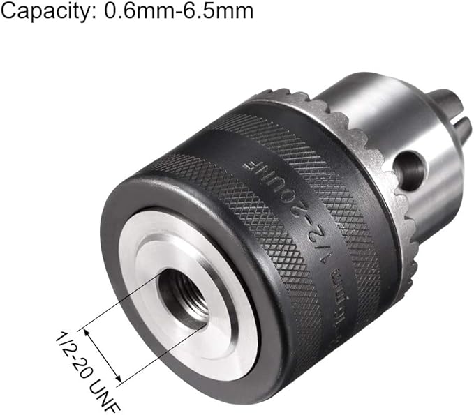 uxcell Drill Chucks, 1/2-20UNF Threaded 3-16mm Capacity with Chuck Key for Electric Impact Corded Cordless Drill