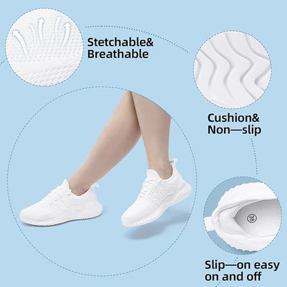 Breathable, anti-slip, lightweight memory foam sneakers for all-day wear, walking, yoga, or running.
