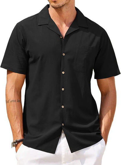 COOFANDY Men's Hawaiian Shirt Short Sleeve Button Down Shirts Casual Tropical Floral Summer Linen Shirts
