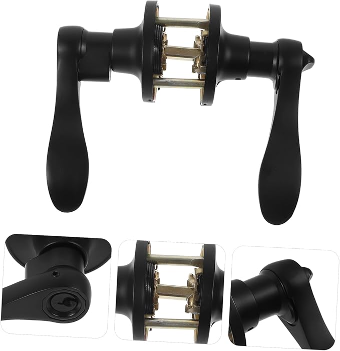 POPETPOP Round Door Handle Sturdy Lever Lock Exterior Door Knob for Bedrooms Bathrooms