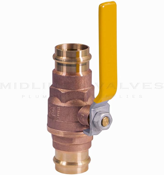 Midline Valve 532VLV034 Double-O-Ring Press Ball Valve, with 34 in. Connections, Brass