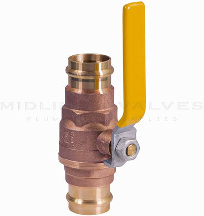 Midline Valve 532VLV034 Double-O-Ring Press Ball Valve, with 34 in. Connections, Brass