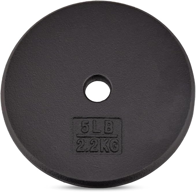 Yes4All Standard Weight Plates, 1-Inch Cast Iron Barbell Weights, Wide Range 5–50 LB, Ideal for Strength Training & Workout Routine, Available in Single, Pair & Set of 4