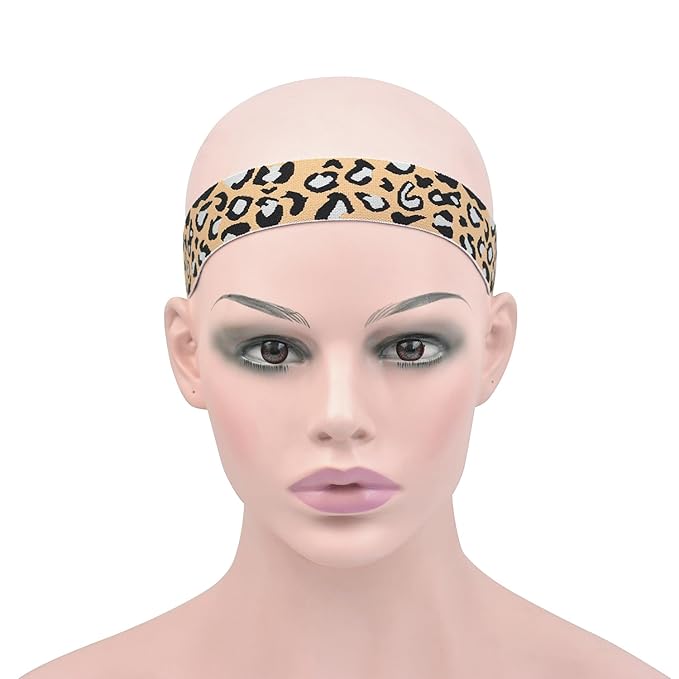 1 Pc Elastic Band for Wig Lace Melting Band Wig Grip Headband Lace Front Wig Headband for Women (3.0cm Beige Leopard Print)