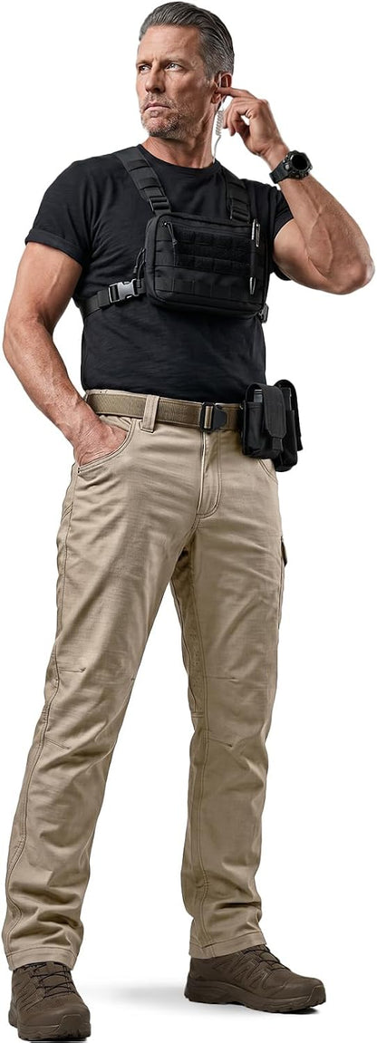 CQRMen's Utility Flex Cargo Pants, Classic-Fit Casual Stretch Work Pants, Water Resistant Lightweight Tactical Hiking Pants