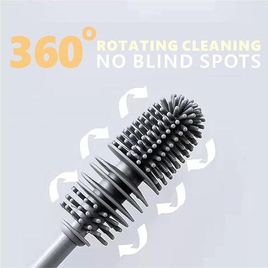 Silicone Bottle Brush,Silicone Bottle Cleaning Brush with Long Handle,be Suited to Cleaning Narrow Neck Containers, Vacuum Sports Bottle, Tumblers, Flask, Glassware (2 Pack, Black and White)