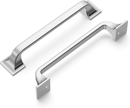Hickory Hardware 1 Pack Solid Core Kitchen Cabinet Pulls, Luxury Cabinet Handles, Hardware for Doors & Dresser Drawers, 5-1/16 Inch (128mm) Hole Center, Chrome, Forge Collection