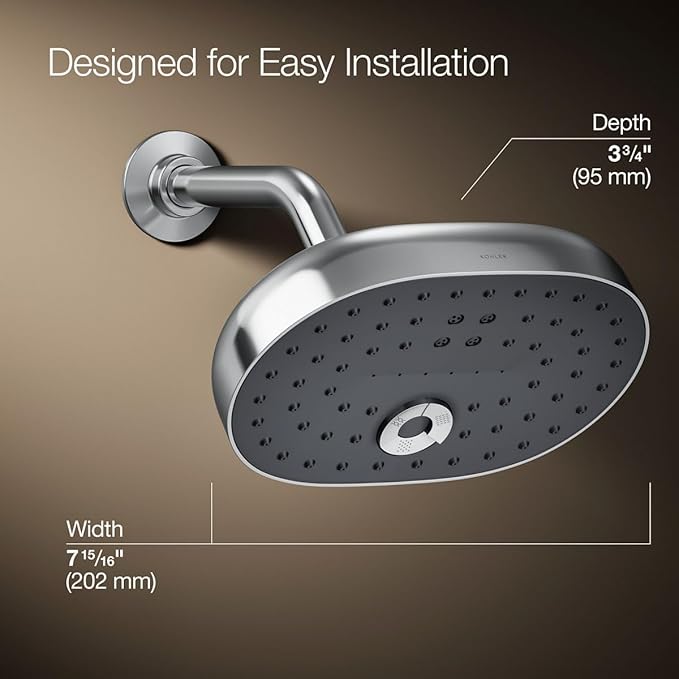 KOHLER 26290-CP Statement - Multifunction Shower Head, Wall Mount, 3 Spray Settings, 2.5 GPM, Polished Chrome