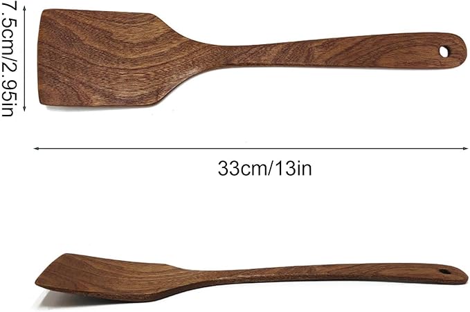 Wooden Turner - Cooking Spoon, Kitchen Spatula  Easy to Use Wooden Stirrer, Food Preparing Cooking Scraper, Effortless Stir Fry Grilling Paddle, Mixing Flipping Spoon for Home Professional Use
