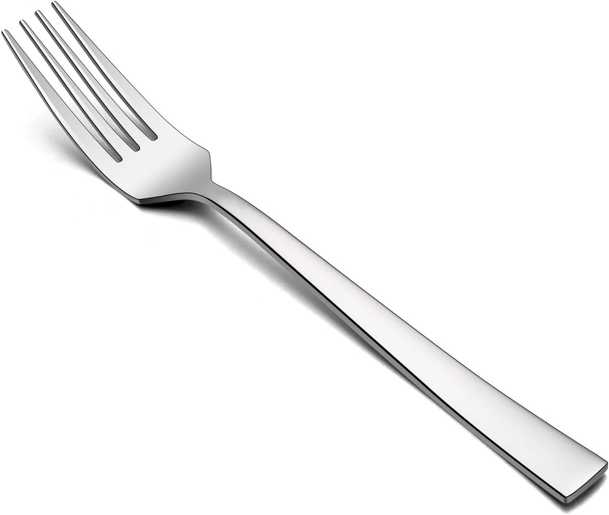 Dinner Forks Set of 8, E-far 7.9 Inch Stainless Steel Forks for Home, Kitchen or Restaurant, Non-toxic & Mirror Polished, Squared Edge & Dishwasher Safe