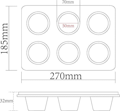 Carbon Steel Nonstick Bakeware Muffin Pan (6-Cup)