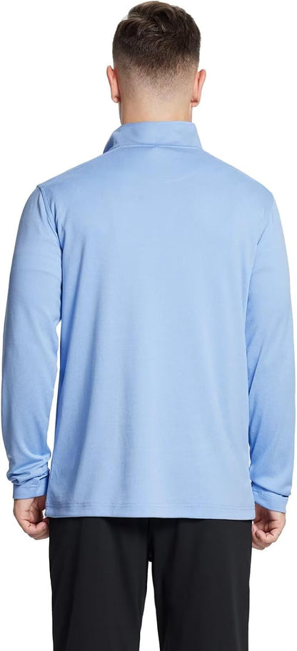 M MAELREG Quarter Zip Golf Pullover Men Dry Fit Long Sleeve Performance Wicking Mock Neck 1/4 Zip Pullover Mens Sweatshirt.