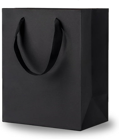 Argivean Black Gift Bags With Handles: 6pcs Medium Gift Bags Bulk 8x5x10 Inch For Wedding Party Birthday Business (M,6)