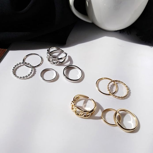 Rings for Women,5 Pcs Finger Ring Anti-allergy Wearable Alloy Vintage Finger Rings Set for Gift