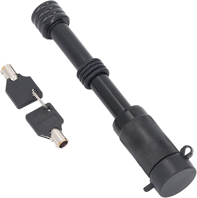 Trailer Hitch Lock with Key, 58 Diameter 4in Length, Press Lock Pin for Class III IV 2 Inch 2-12 Inch Receiver, Zinc Alloy, Weatherproof Design, Trailer Hitch Lock Set