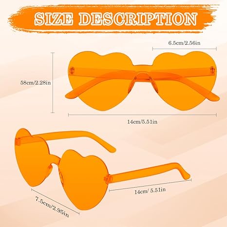 Heart Sunglasses,12 Pcs Pink Sunglasses,Rimless Clear Slasses,Cute Heart Shaped Sunglasses,Colored