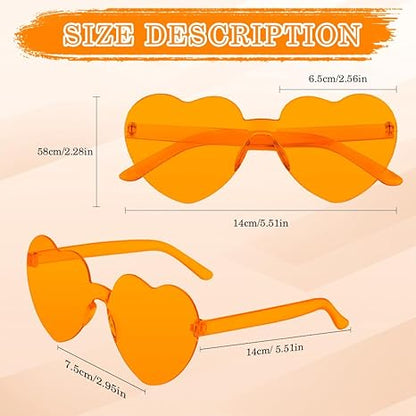 Heart Sunglasses,12 Pcs Pink Sunglasses,Rimless Clear Slasses,Cute Heart Shaped Sunglasses,Colored