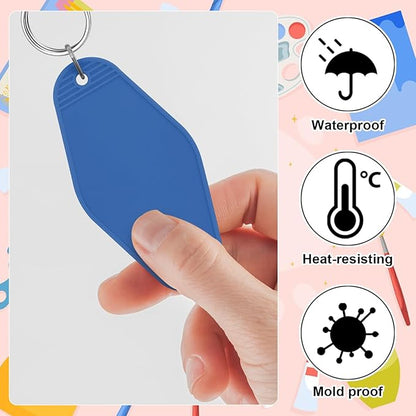 LOTMER 25 PCS Hotel Keychain Blank with Key Rings, 40 Colors Motel Keychain Sublimation Key Chains for DIY Keychains