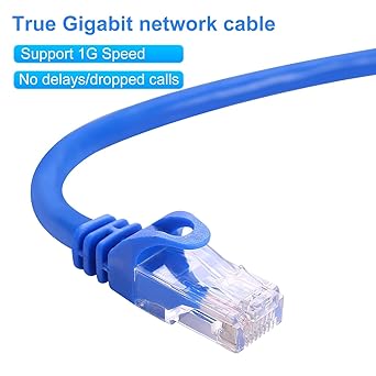 CAT 6 Ethernet Cable 25 FT, Indoor High-Speed 10Gbps Snagless Long CAT6 25 FT Ethernet Cable for Internet, Router, Modem, Computer, PlayStation, Xbox, POE Camera, Printer - (Blue, 25 Feet)