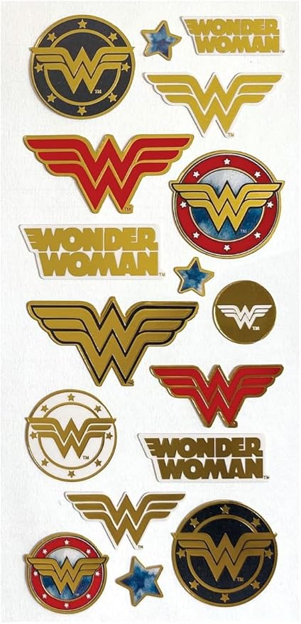 Playhouse DC Comics Wonder Woman Logos Shiny Foil Enamel Effect Sticker Sheet - 1 Pack