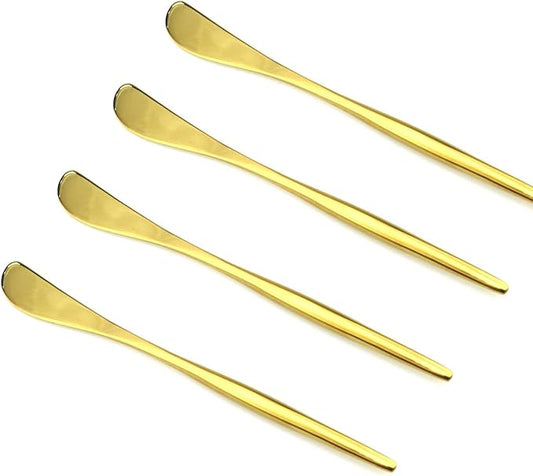 JASHII 4-Piece Luxury Mirror Polished Gold Butter Knife Bagels Cheese Knife 18/10 Stainless Steel Serving Utensil Set