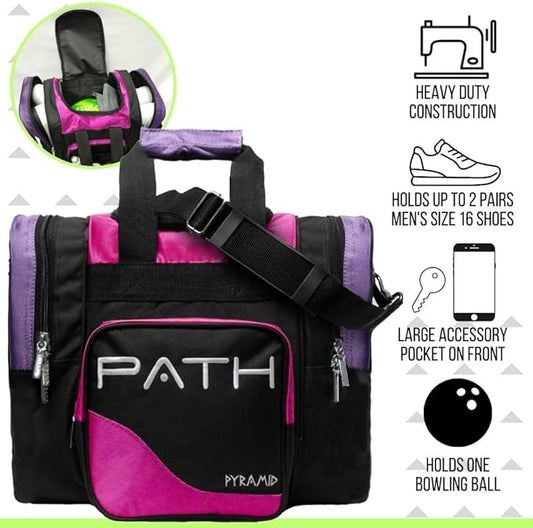 Pyramid Path Pro Deluxe Single Bowling Ball Tote Bowling Bag - Holds One Bowling Ball, One Pair of Bowling Shoes Up to Mens 15 Shoes and Accessories
