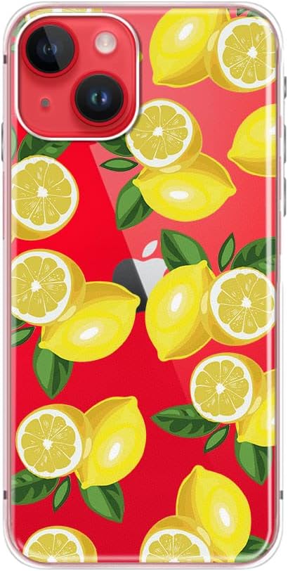 FancyCase Compatible with iPhone 14 Case (6.1inch)-Tropical Lemon Style Cute Cartoon Fruits Pattern Flexible TPU Protective Clear Case (Lemon Style)
