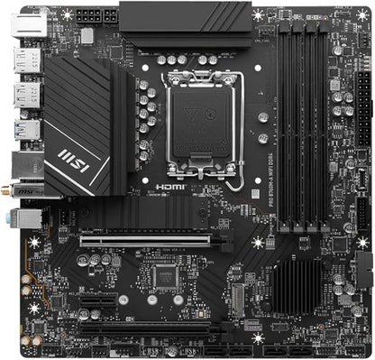 MSI PRO B760M-A WiFi DDR4 ProSeries Motherboard (Supports 12th/13th/14th Gen Intel Processors, LGA 1700, DDR4, PCIe 5.0, M.2, 2.5Gbps LAN, USB 3.2 Gen2, HDMI/DP, Wi-Fi 6E, Bluetooth 5.3, mATX)