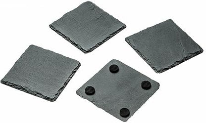 4 pc Set Grey Slate Coaster Natural Square Drink Placemats Drinks Cups Coasters