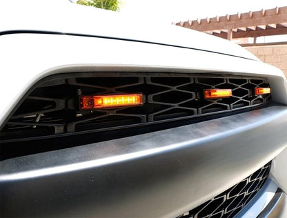 iJDMTOY 3pc Amber Lens Amber LED Center Grille Marker Lights Compatible With Toyota 2014-up 4Runner or 2012-up Tacoma TRD Pro w/Wiring and Hardware