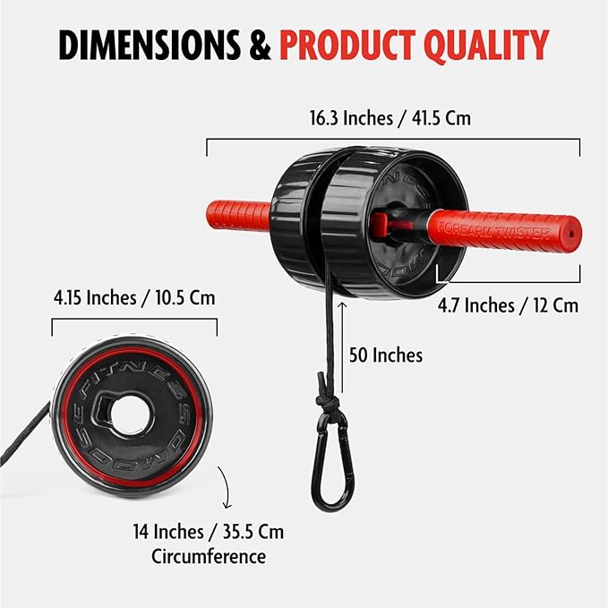 DMoose Fitness Forearm Strengthener  Wrist Roller - 2 in 1 Arm Exerciser with Non-Slip Premium Grip, Durable Nylon Rope - Helps with Elbow Tendonitis, Wrist Recovery  Strength Training (Patented)