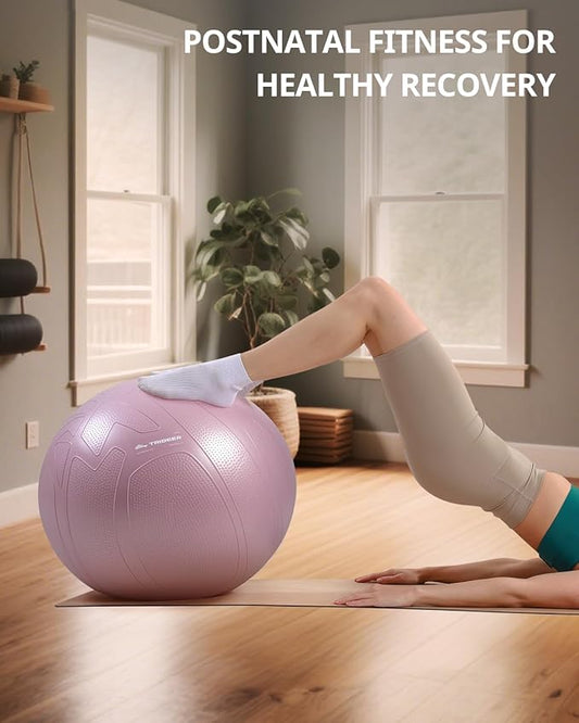Trideer Pregnancy Birthing Ball - 1.7mm Extra Thick Yoga Ball for Maternity, Labor, Exercise, Physio, Recovery - Guide & Baby Memory Book Included - 440LB Anti-Burst & Non-Slip Stability