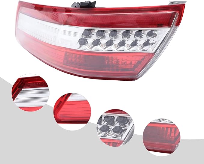Tail Light For 2010-2011 Toyota Camry, Right Outer ClearRed Lens, Direct Fit Replacement, Durable PCPP Material