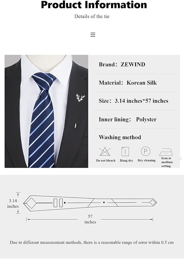 ZEWIND Ties for Men Necktie Classic Stripe Solid Color Business Paisley for Wedding + Gift Box