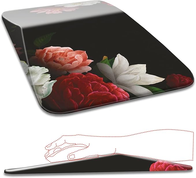 Ergonomic Mouse Pad with Wrist Rest Support, Thick Mousepad Relief Carpal Tunnel Pain, Entire Memory Foam Mouse Pad with Non-Slip PU Base, Computer Mouse Pads,Red Flower