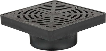 StormDrain 6" Square Bottom Outlet Drain Grate and Adapter Basin with Removable Grate Cover Fits 3" and 4" Drain Pipe - Superior Strength and Durability, Black