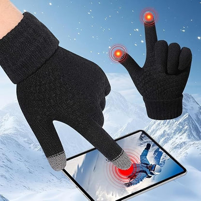 A pair of winter outdoor touchscreen gloves for driving and cycling, writing and office use