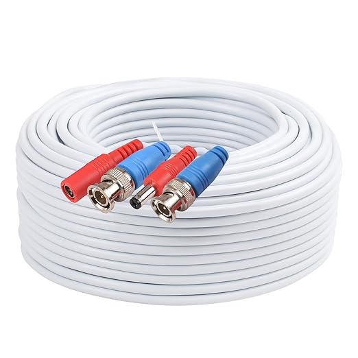 Andoer 60 Feet BNC Video Power Cable Wire 2MP All-in-One Video Security Camera Wire with Connectors for CCTV Camera DVR System