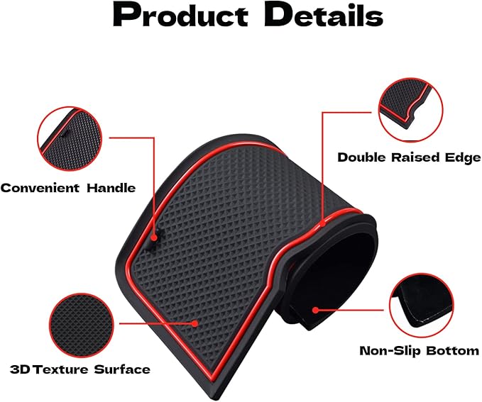 Car Door Pocket Liners for Honda Civic Accessories 2022, Premium Groove Mats Liners, Custom Fit Cup Holder, Center Console, and Door Pockets Inserts Kit - 15 PCS Set, Red Trim