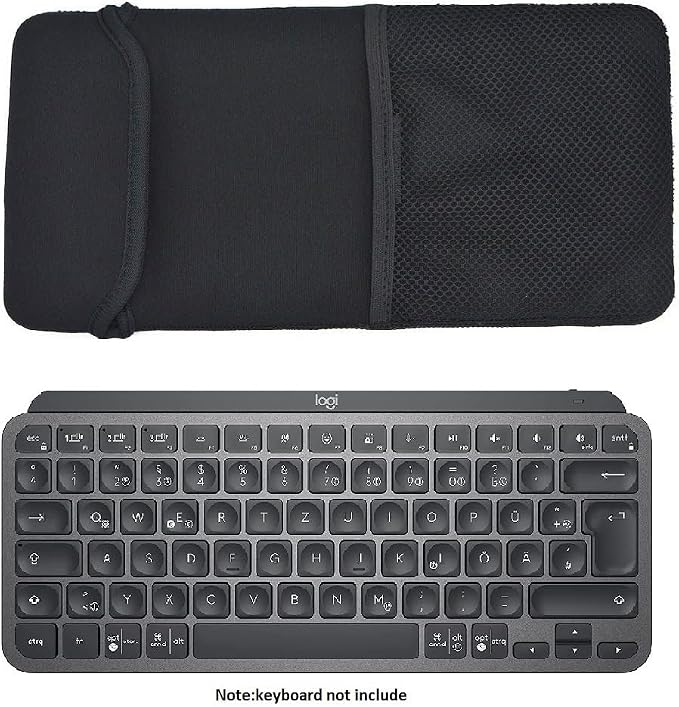 AF-WAN Soft Neoprene Case Storage Bag for Logitech MX Keys Mini Wireless Keyboard Storage Pouch Black