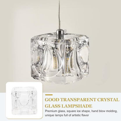 Vanity Lighting Fixtures Square Lamp Shade Glass Cube Lamp Shade Neckless Opening Lamp Bulb Lampshade Covers for Chandeliers Floor Table Wall Lamps Hanging Light Fixtures